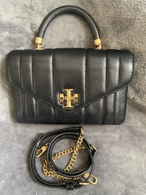 Tory Burch Kira Small Quilted Top Handle Crossbody Bag Black EUC  - Image 1 of 4