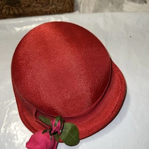 Vintage 50’s-60s Hat Pillbox Red Old Hollywood - Picture 1 of 11