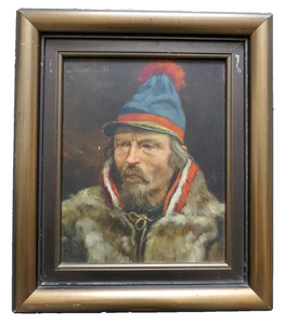Early 20th C Oil On Board. Russian Portrait. Signed. 1936 - Picture 1 of 4