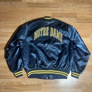 Vtg Locker Line 80s NCAA Notre Dame Fighting Irish Starter Satin Jacket Size L - Picture 1 of 5
