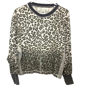 Vintage Havanna Oversized Leopard Top M grau Blouson Boxy Boyfriend minimalistisch - Bild 1 von 6