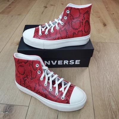 Plataforma elevadora Converse Chuck Taylor All Star para mujer piel de serpiente roja parte superior alta A13392C Foto 1 de 4