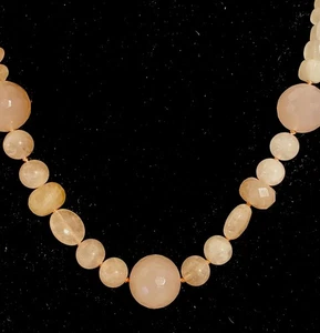 NATURAL PINK CHALCEDONY & ROSE QUARTZ NECKLACE   #69 - Picture 1 of 4
