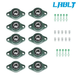 LABLT 10 Pezzi 5/8" Foro UCFL202-10 Cuscinetto Flangia Blocco Cuscino 2 Bulloni Base Solida - Foto 1 di 10