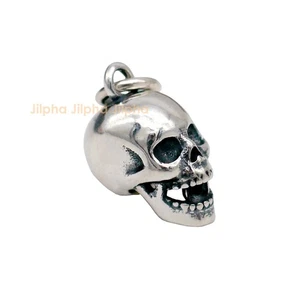 Ciondolo pendente in argento sterling 925 gotico piccolo teschio fai da te A2794 - Foto 1 di 8