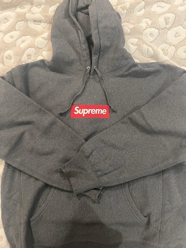 Felpa con cappuccio Supreme Box logo FW21 antracite media