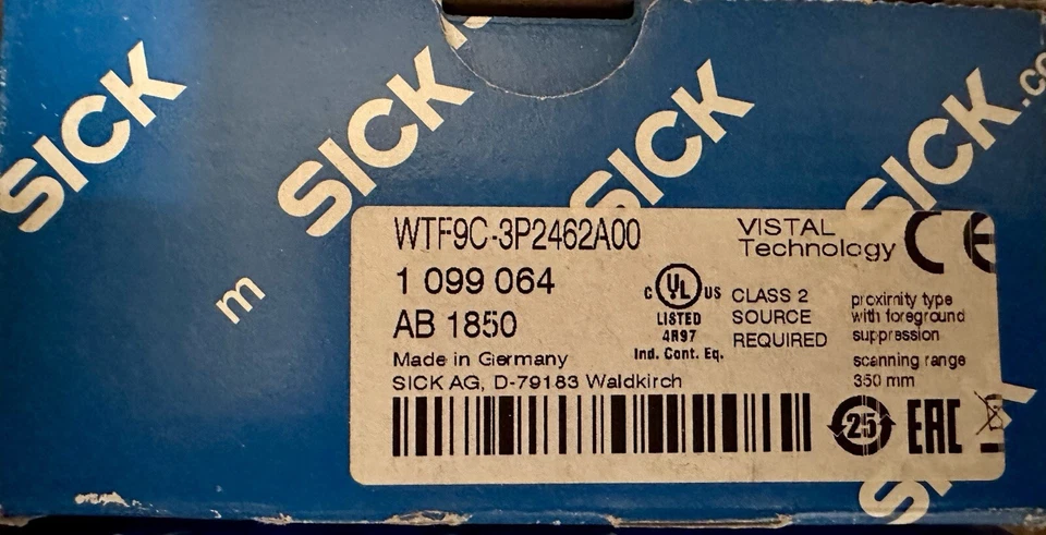 *BRAND NEW* SICK WTF9C-3P2462A00 Sensor 1099064 Sick Smart Sensor - Image 1 of 4