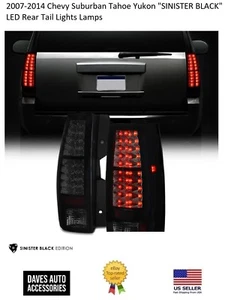 2007-2014 Chevy Suburban Tahoe Yukon "SINISTER BLACK" LED Rear Tail Lights Lamps - Picture 1 of 10