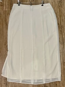 MSK Sz L Ivory Poly Crepe Lined Pencil Skirt Side Zip & Vent Reconstructed Skirt - Picture 1 of 2