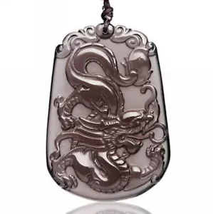 Collana Zodiaco Cinese Ghiaccio Naturale Ossidiana Amuleto Animali Ciondolo Catena Perline - Foto 1 di 32