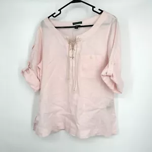 Camicetta di lino Lauren Jeans Company Ralph Lauren Old Money rosa chiaro taglia large - Foto 1 di 6