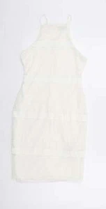 New Look Womens White Floral Nylon Blend Bodycon Size 8 - Picture 1 of 12