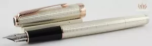 PARKER SONNET CHISELED SILVER WITH PINK GOLD TRIM FOUNTAIN PEN ATTRACTIVE DESIGN - Picture 1 of 5