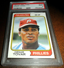 1974 OPC O-PEE CHEE by Topps #538 CESAR TOVAR PHILADELPHIA PHILLIES PSA 9 MINT