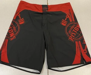Rip On Athletic Mens Sz 38 Detroit Pistons Trunks Board Shorts Black Made USA - Picture 1 of 3