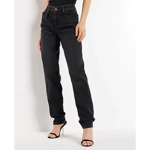 Express Woman Mid Rise Washed Black Pleated Baggy Tapered Jeans, Size 8R - Picture 1 of 11