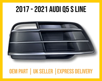 2017 - 2021 AUDI Q5 S LINE 80A DRIVER FRONT BUMPER RIGHT RH FOG GRILL TRIM