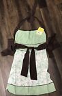 Grandway Retro Vintage Style Apron The Grace Teal Brown Bird Print Small