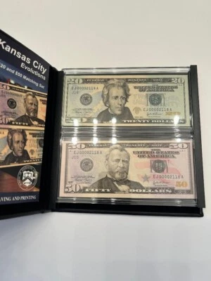 Series 2004 KANSAS CITY Evolutions $20 & $50 FRN Matching Set s/n EJ00002118A - Image 1 of 3