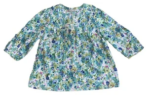 Soft by Avenue Women's Top 18/20 Floral V-Neck Pintuck Pleat sequins Pullover - Picture 1 of 22