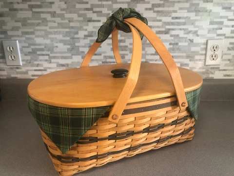 Longaberger Traditions 1999 Generosity Basket Lid 2 Protectors Fabric Liner Tie Cover
