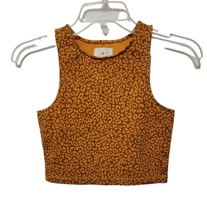 LOU & GREY Leopard Print Halter Bralette Top Women's XS Petite XSP Gold Loft NWT - Picture 1 of 7