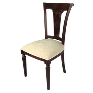 Solid Mahogany Wood Royal Upholstered Dining Chair Antique Reproduction Style - Picture 1 of 8