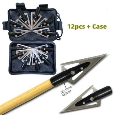 12Pcs DIY Hunting Tradition Broadheads Iron Jacket Wooden Bamboo Arrow Glue Tip - Image 1 of 4