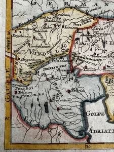 Noricum Vindelicia North Italy Adriatic 1719 Mallet engraved hand color map - Picture 1 of 4