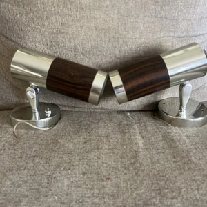 PAIR OF ATOMIC MODERN ALUMINUM ROSEWOOD WALL LIGHT LAMPS💡💡  - Picture 1 of 11