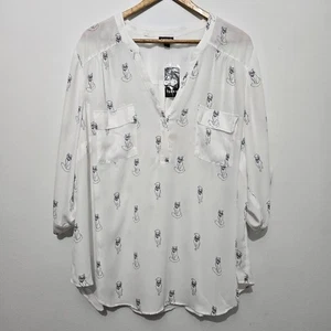 Blusa Top Torrid Harper Sassy Cats Talla 3X Oficina Manga 3/4 Trabajo Ligera Nueva con Etiquetas - Imagen 1 de 11