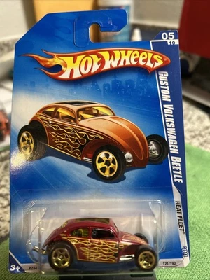 Volkswagen Beetle 2009 Hot Wheels #121 Heat Fleet 5/10 personalizado variante granate 5 velocidades Foto 1 de 2