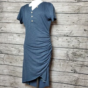 Women's Warp V Neck  Short Sleeve Cocktail Bodycon T Shirt Mini Dress Size M - Picture 1 of 8