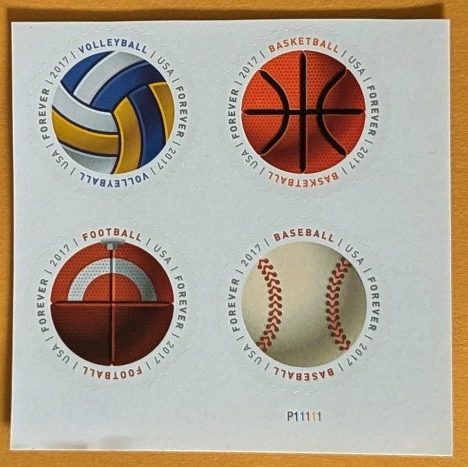 U.S.A. Have A Ball. Block Of 4v ( Basket , Baseb., Vol., Foot), Forever st. 2017 - Image 1 of 1