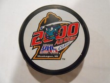 2000 United Hockey League (UHL) All-Star Game puck - Lindsay slug - blank back