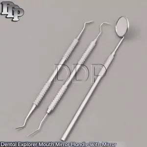 Dental Explorer Mouth Mirror Handle With Mirror Teeth Cleaning Inspection Tools - Picture 1 of 3
