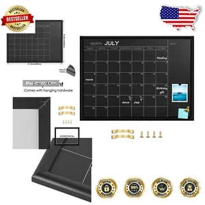 24x32 Magnetic Calendar Chalkboard with Black Frame - Perfect for Work & Home - Picture 1 of 9