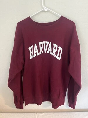 Harvard Sweatshirt Size Large Ivy Sport Maroon White Graphic - Image 1 of 4