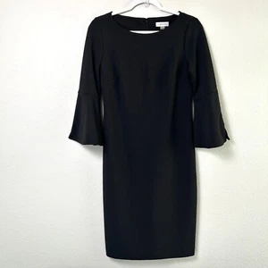 Abito Calvin Klein Shift donna taglia 6 nero perla manica a campana cocktail classico - Foto 1 di 13