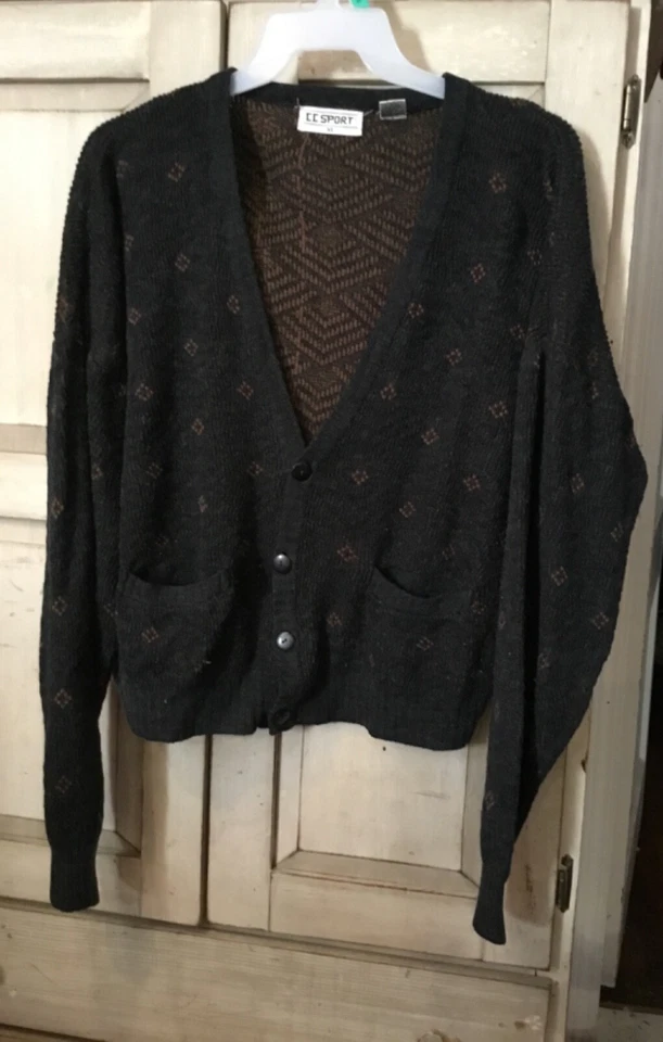 Cárdigan deportivo vintage CC suéter botón talla XL Foto 1 de 3