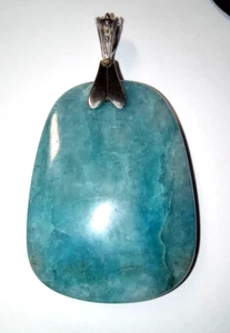 Large Sterling Silver Blue Larimar Pendant Carribean Blue Designer RR - Picture 1 of 5