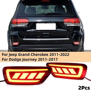 2x LED Rear Reflector Light Smoke Turn Singal For 2011-2021 Jeep Grand Cherokee - Picture 1 of 9