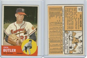 1963 Topps Baseball, #201 Cecil Butler, Milwaukee Braves - Picture 1 of 1