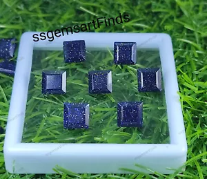 Piedra preciosa suelta de forma cuadrada facetada azul natural para hacer joyas - Imagen 1 de 15
