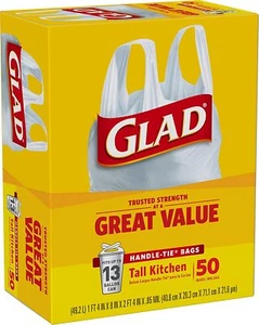 Glad Tall Handle-Tie Kitchen Trash Bags - 13 Gallon - 50 Count - Picture 1 of 12