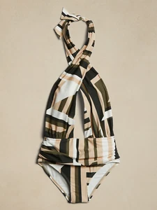 Banana Republic Twisted Knot Remake Badeanzug Damen Größe S Multi-Way Geometrisches Muster - Bild 1 von 7