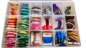 70+ Needlepoint/Embroidery Thread Samples Various Styles And Colors With Case - Picture 1 of 7