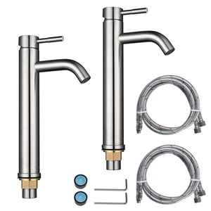 Aquaterior 2PC 12" Bathroom Vessel Sink Faucet 1 Hole Tall Mixer Tap BN AQT0001 - Picture 1 of 11
