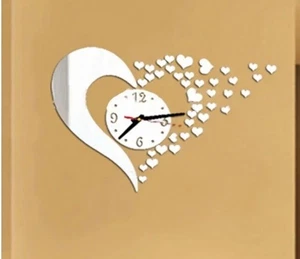 Heart 3D acrylic quartz wall sticker clock - Picture 1 of 4