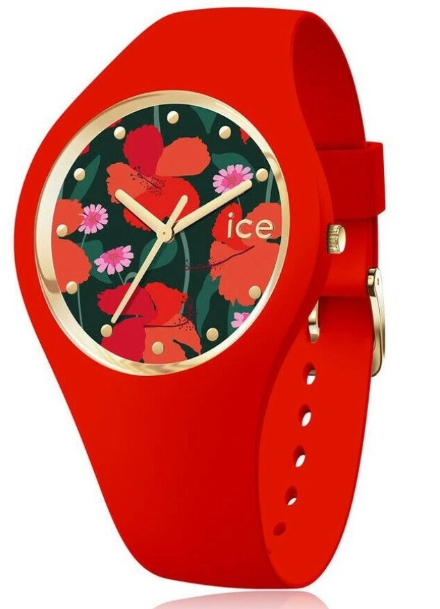 Ice-Watch ICE 017576 flower Floral passion Small Damenuhr neu Silikon rot M10 - Bild 1 von 3